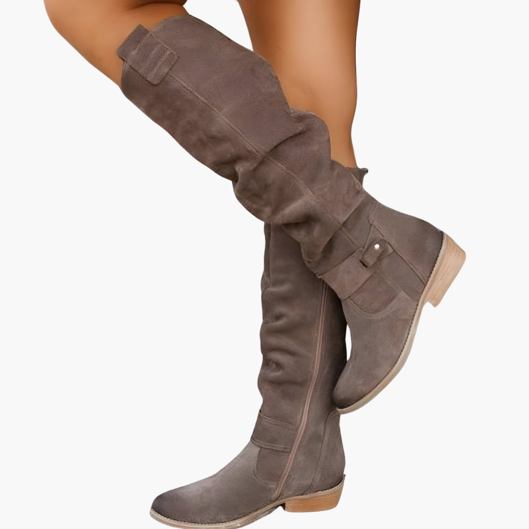 Knee-High Boots - Women's Heeled Wide Calf Fit Design
