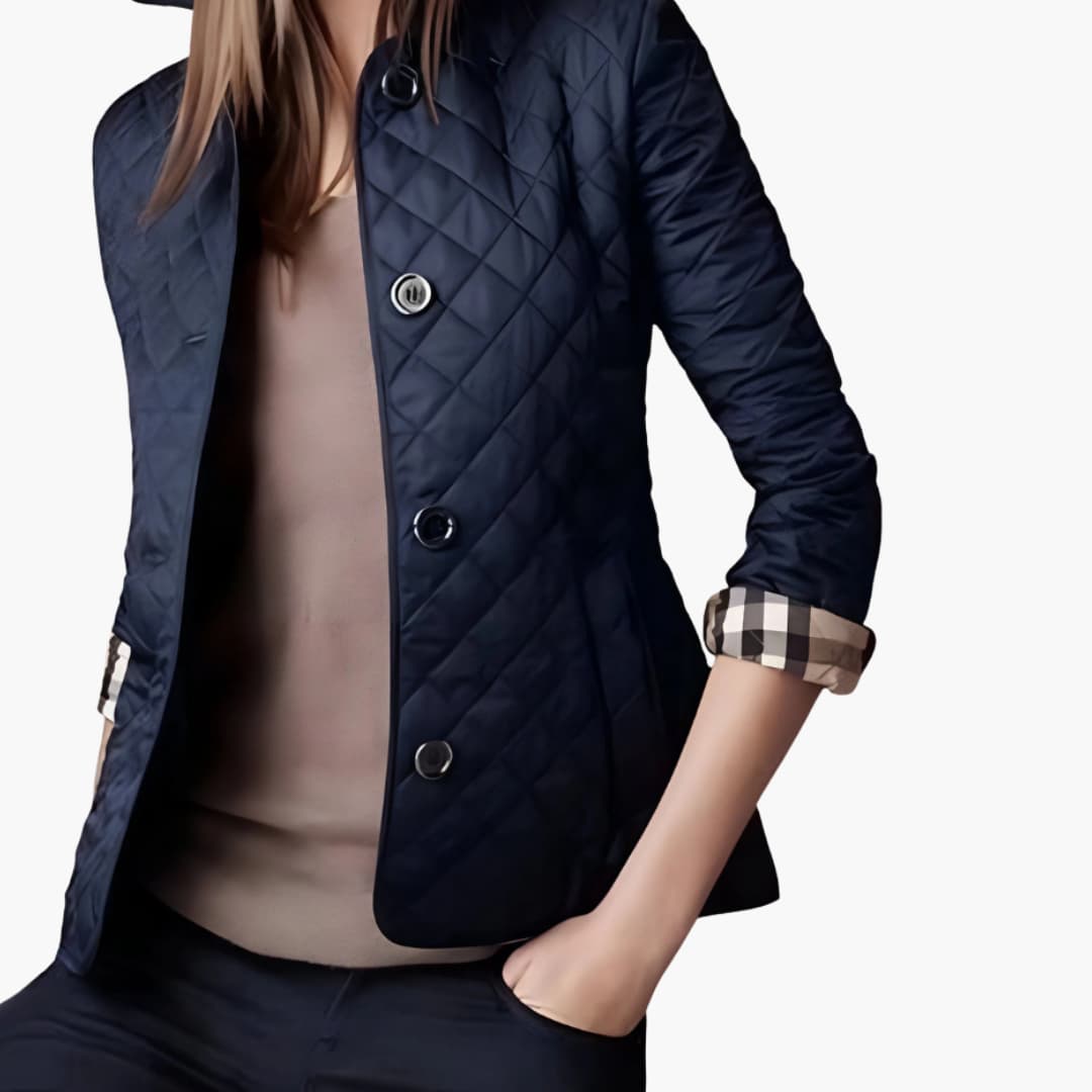 Women’s fleece-lined winter jacket with quilted texture and collar