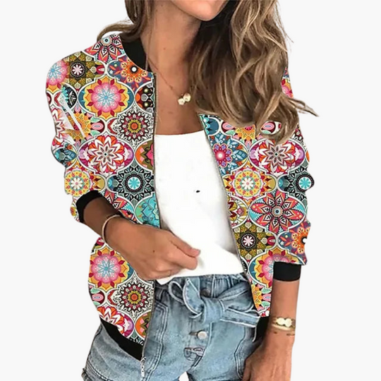 Floral Zip-Up Jacket for Women - Lightweight & Stylish