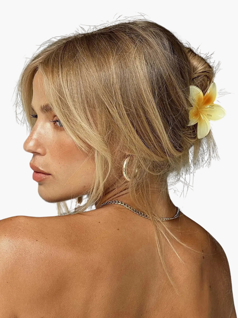 Glossy Hair Claw Clip for Women - Elegant Floral Accessory