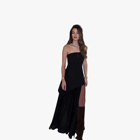 Strapless Evening Dress for Women - Sheer Maxi with Elegance