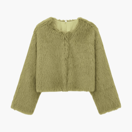 Plush Cropped Faux Fur Jacket – Women's Winter Essential