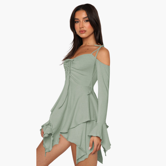 Off-Shoulder Layered Mini Dress - for Women Summer Chic