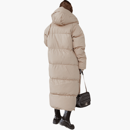 Oversized Hooded Puffer Coat - Women's Quilted Winter Jacket