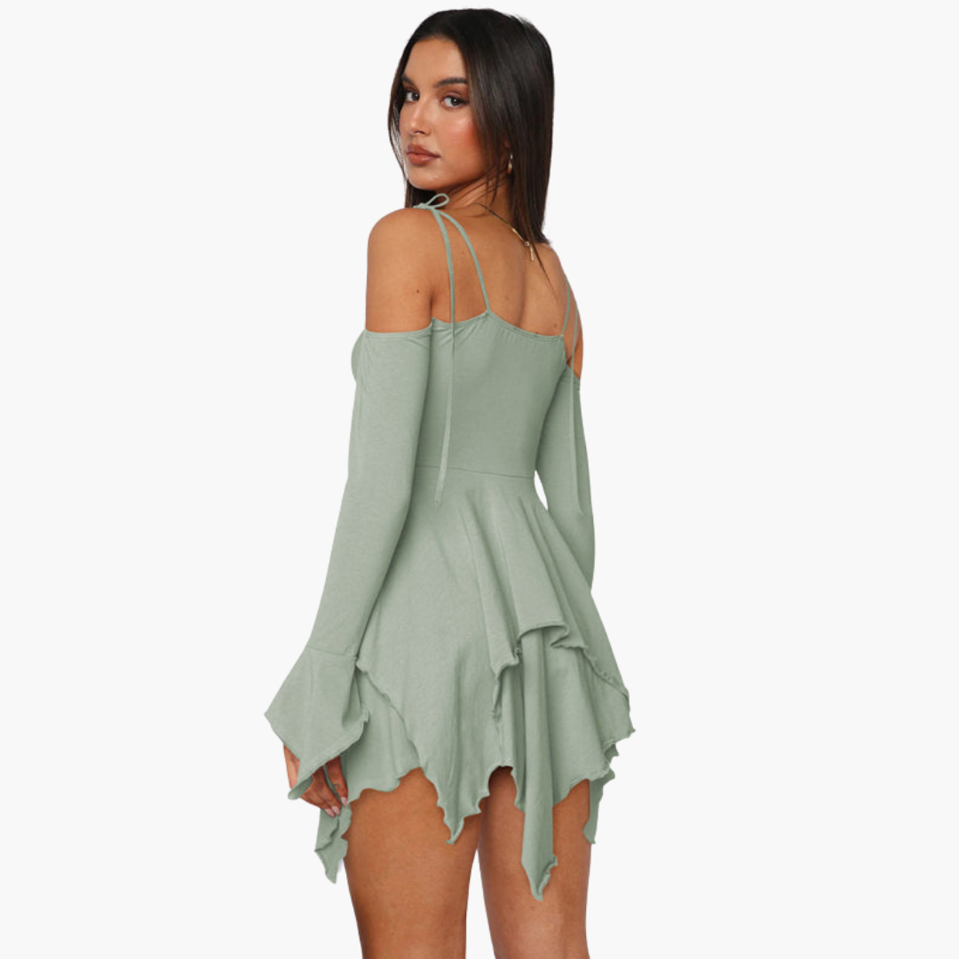 Off-the-Shoulder Layered Mini Dress for Women - Trendy Summer Style
