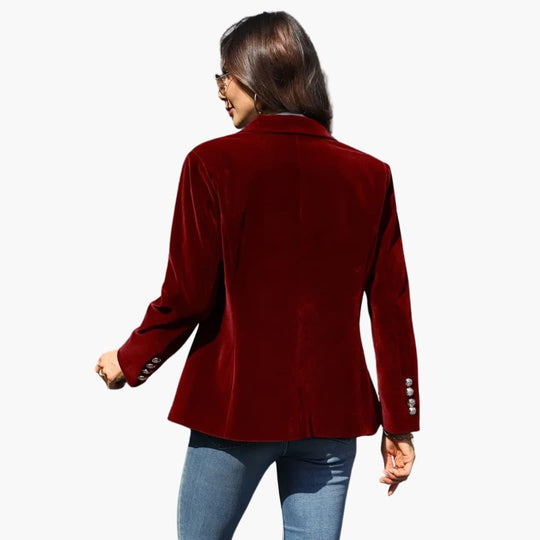 Velvet Blazer - Tailored Fit Women's Single Button Jacket