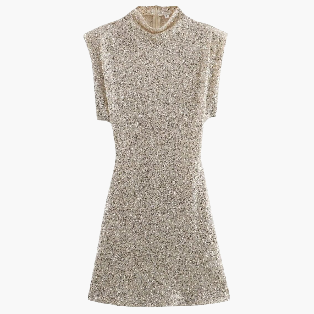 Glitter Shoulder Pad Mini Dress – Women's Party Night Out