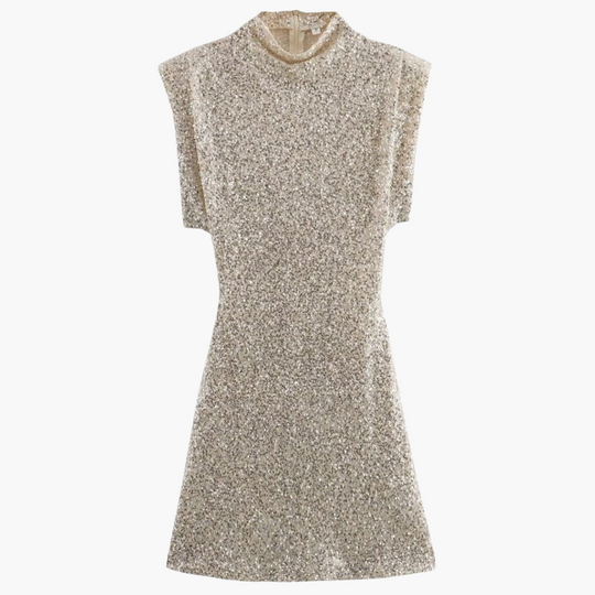 Glitter Shoulder Pad Mini Dress – Women's Party Night Out