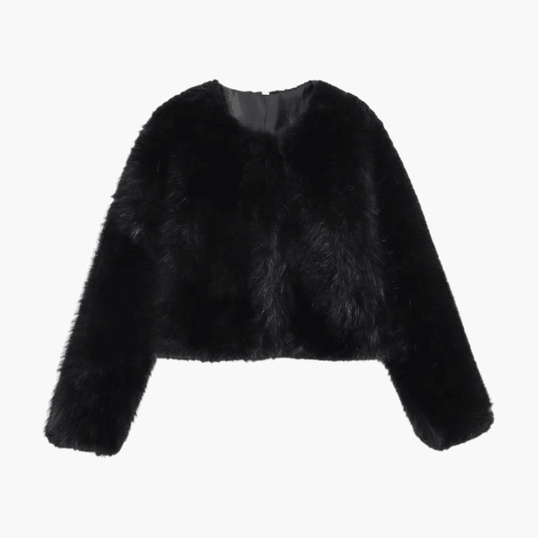Plush Cropped Faux Fur Jacket – Women's Winter Essential