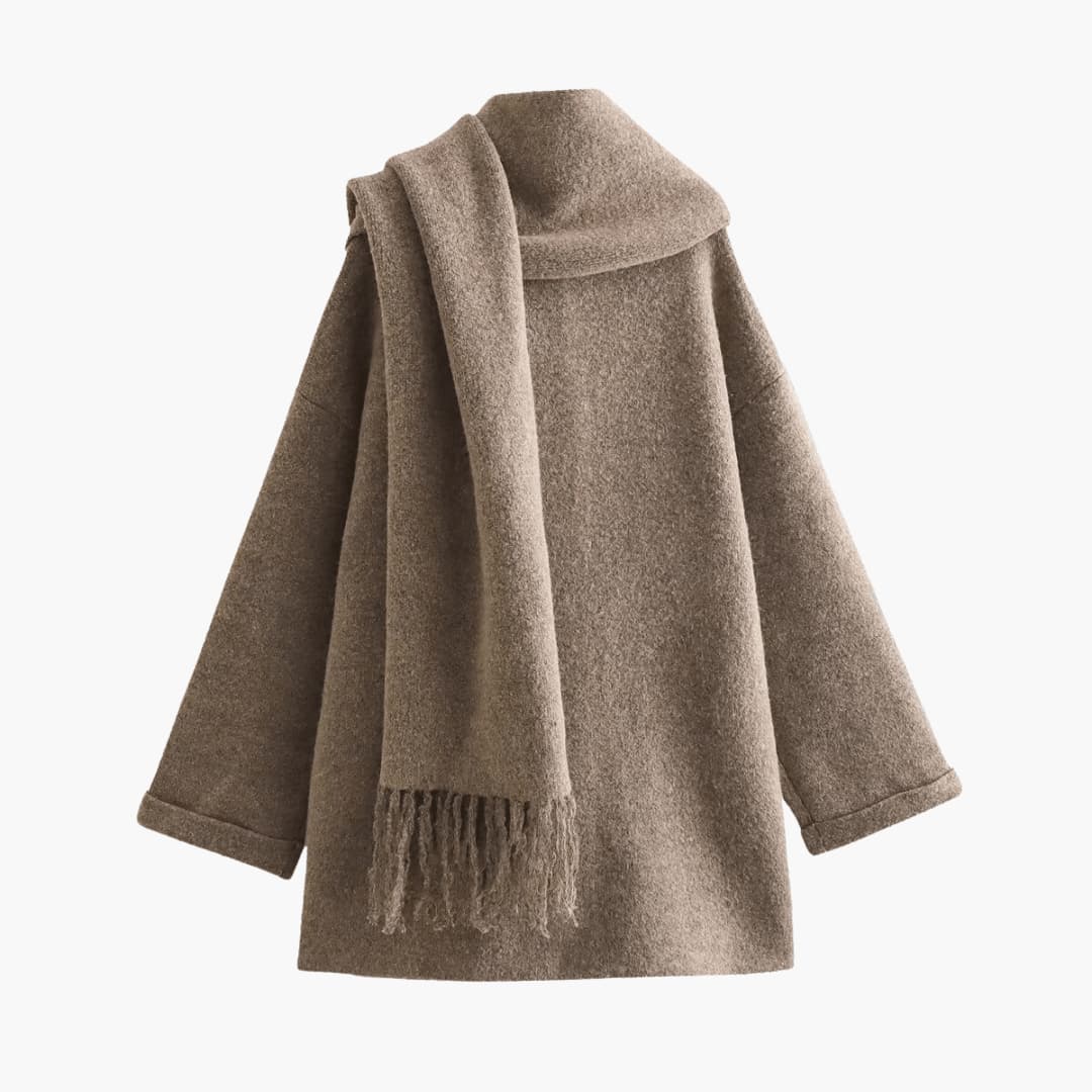 Button-Up Cardigan for Women – Cozy Knit with Matching Scarf - IsabellaMae