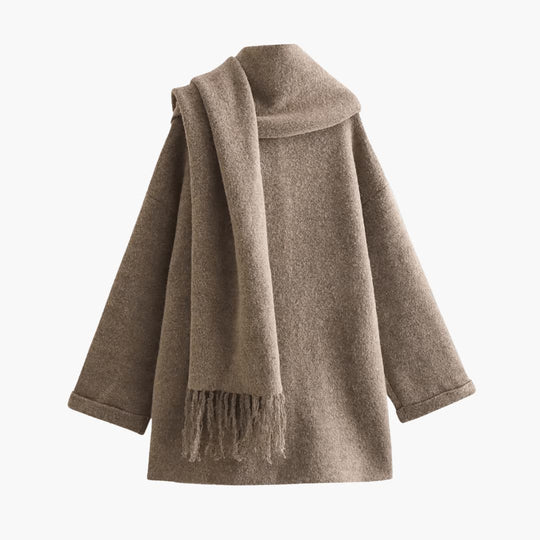 Button-Up Cardigan for Women – Cozy Knit with Matching Scarf - IsabellaMae
