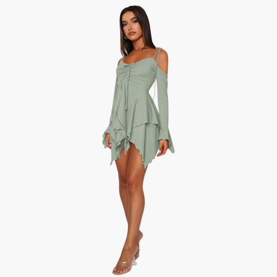 Off-Shoulder Layered Mini Dress - for Women Summer Chic
