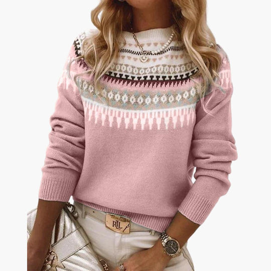 Winter Knit Crewneck Sweater - Soft & Comfortable for Women
