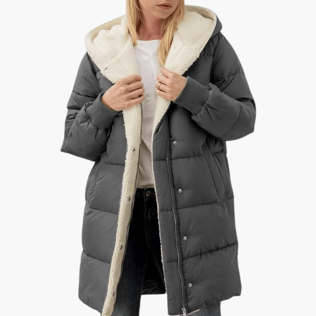 Hooded Puffer Coat - Women's Fleece Lined Winter Jacket