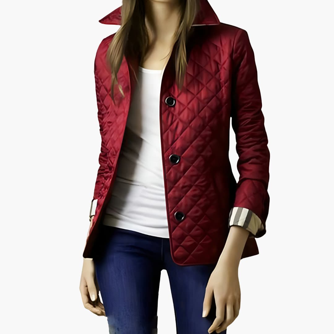 Women’s fleece-lined winter jacket with quilted texture and collar