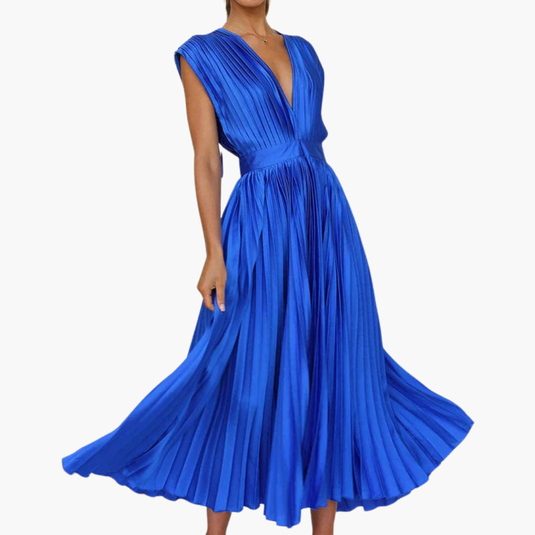 Elegant Women's Dress - Floral Puff Sleeve Midi Dress