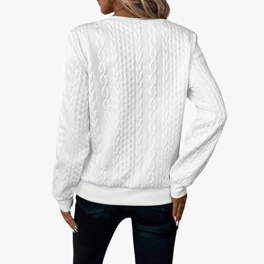 Cable Knit Zip Sweater – Women's Long Sleeve Pullover - IsabellaMae
