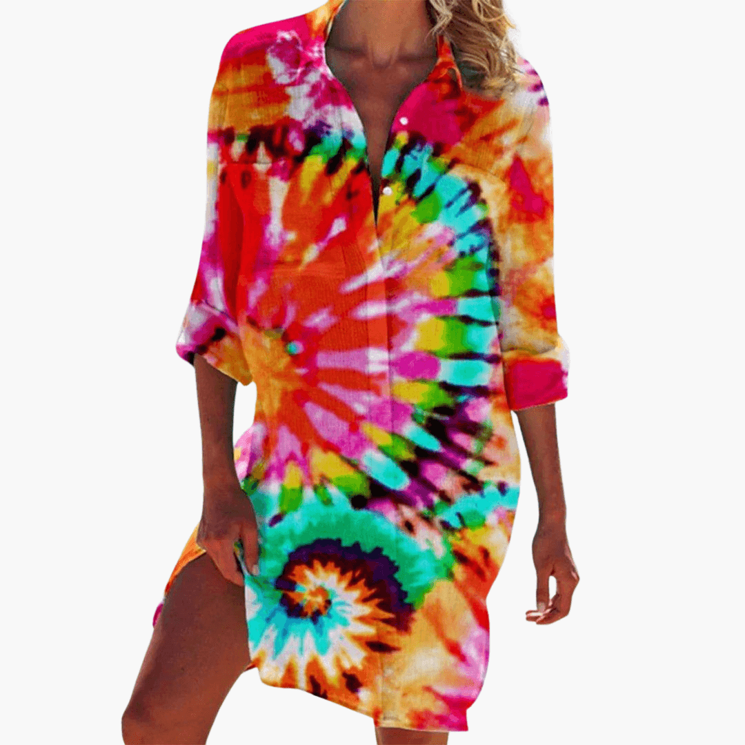 Floral Shirt Dress - Casual A-Line Button-Down for Women