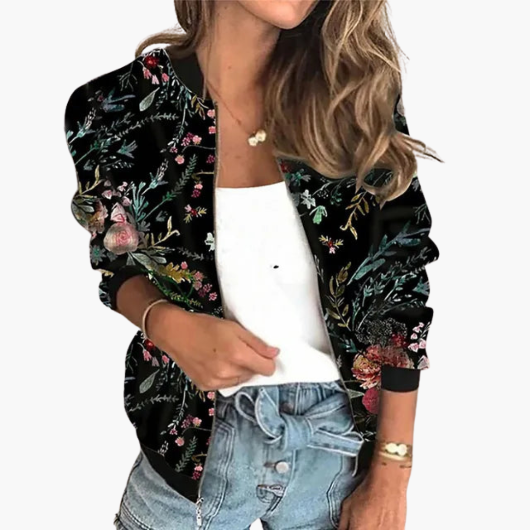 Floral Zip-Up Jacket for Women - Lightweight & Stylish