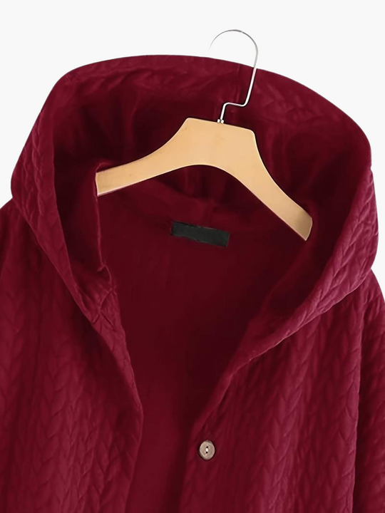 Elegant Hooded Winter Coat for Women - Long & Button-Up