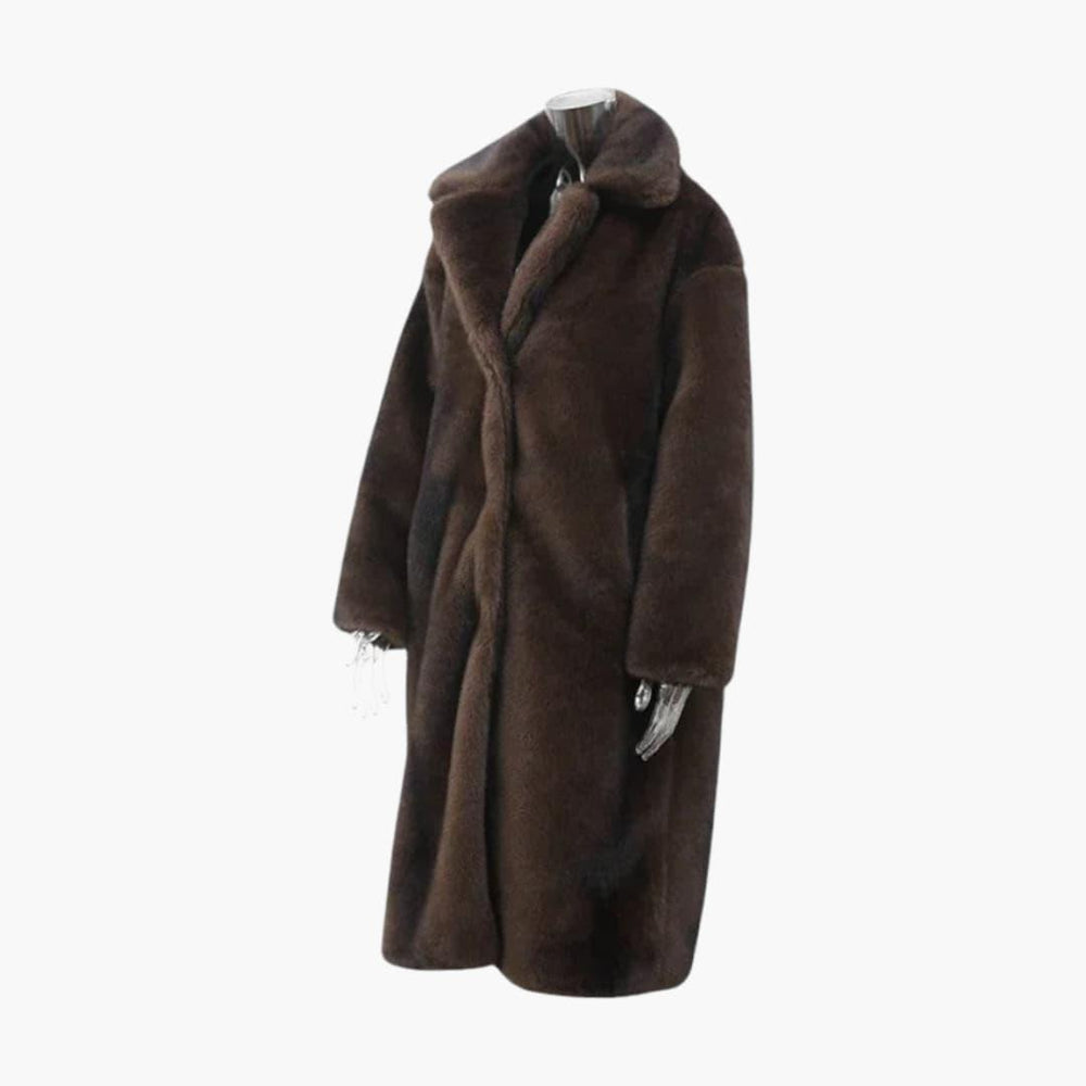 Faux Fur Winter Coat – Women's Elegant Longline Jacket