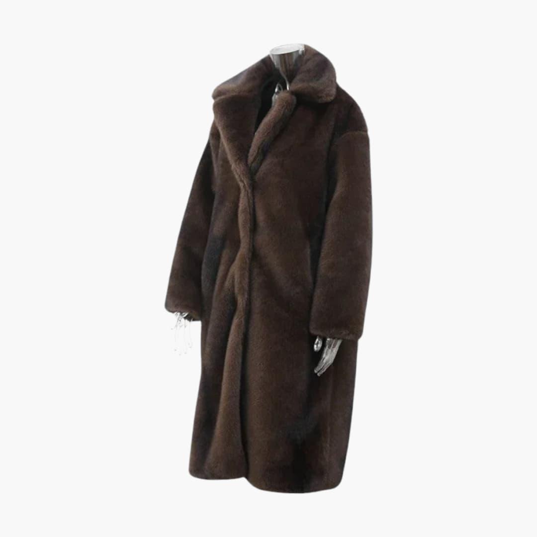 Faux Fur Winter Coat – Women's Elegant Longline Jacket