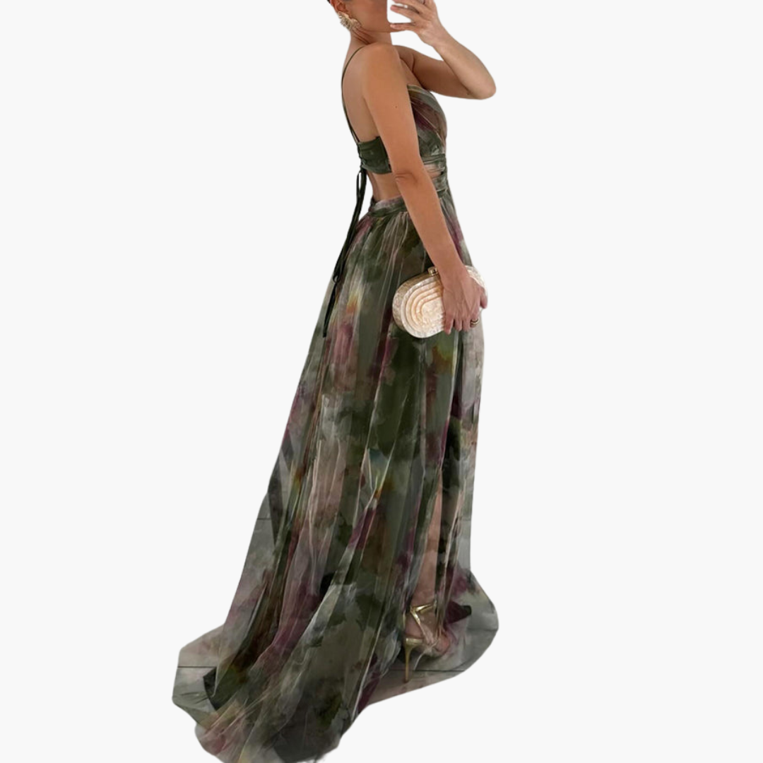 Glamorous Floral Pattern Maxi Dress for Women - Elegant Style
