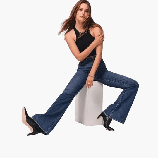 High Waisted Stretch Flared Jeans for Women - Bootcut Fit