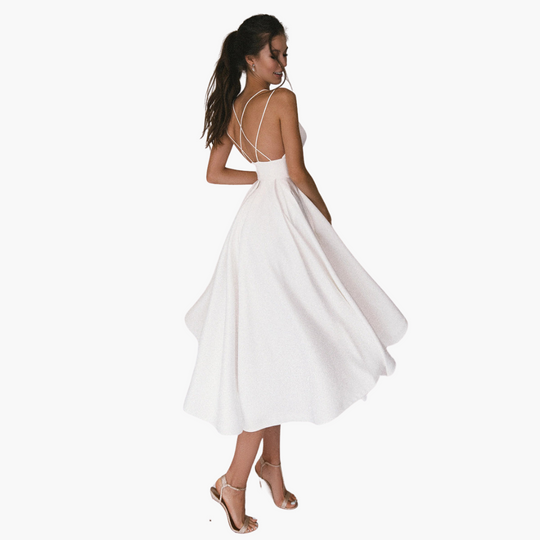 V-Neck Midi Party Dress for Women - Elegant and Flowy Design