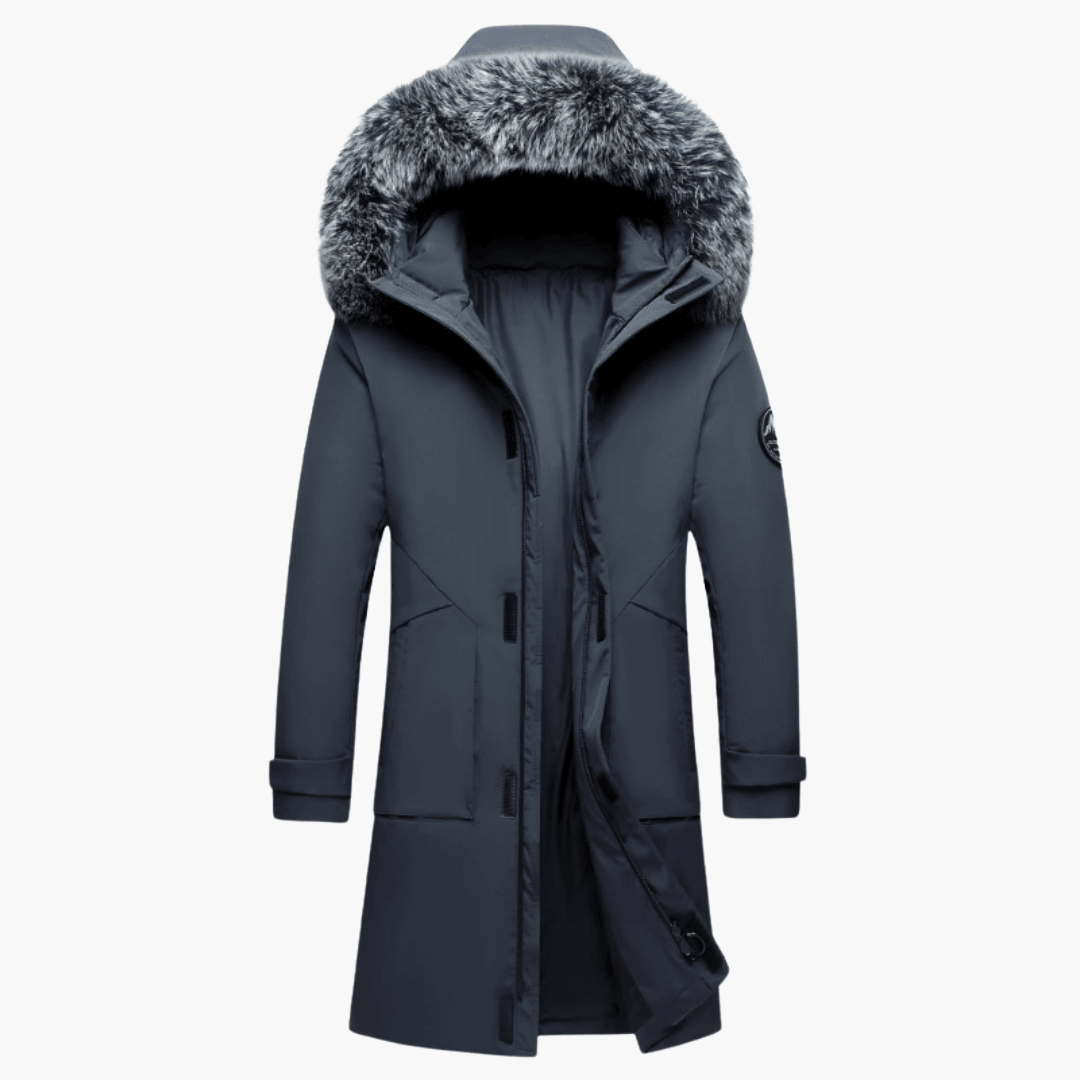 Down Parka Coat with Fur Hood - Warm Winter Jacket for Men