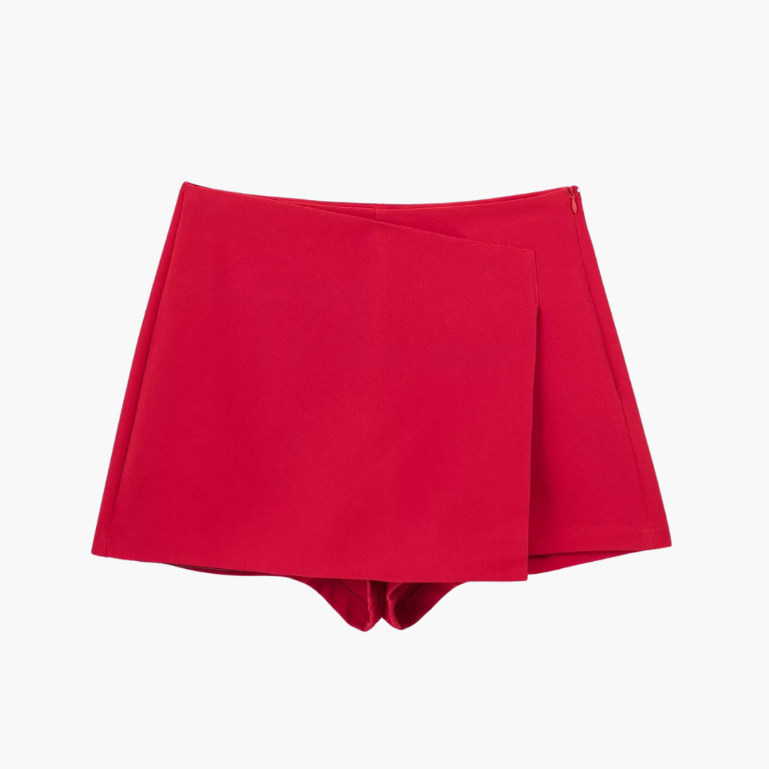 Women's summer skort with pleats and built-in shorts