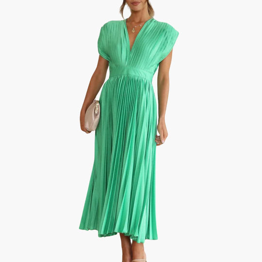 Elegant V-Neck Midi Dress - Perfect for Evening Events
