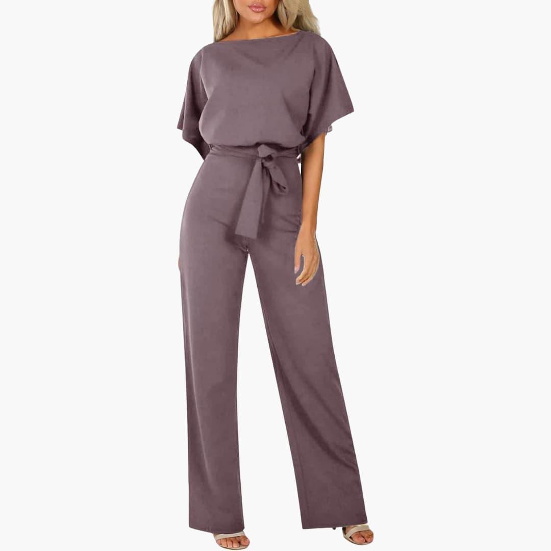 Elegant Wide-Leg Jumpsuit – Women's Belted Formal Wear