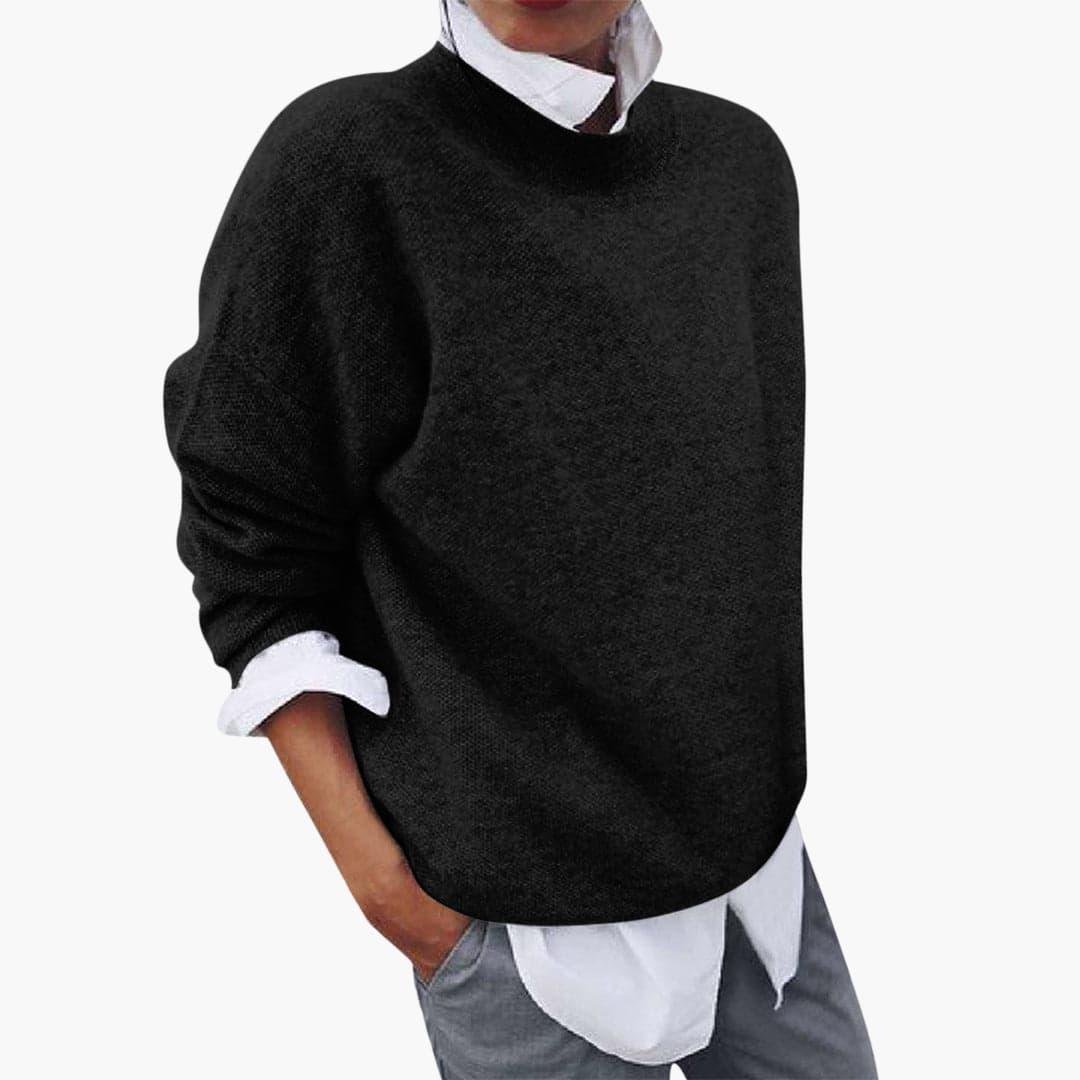 Cozy Wool Knit Pullover Sweater for Women - Casual Oversized Top