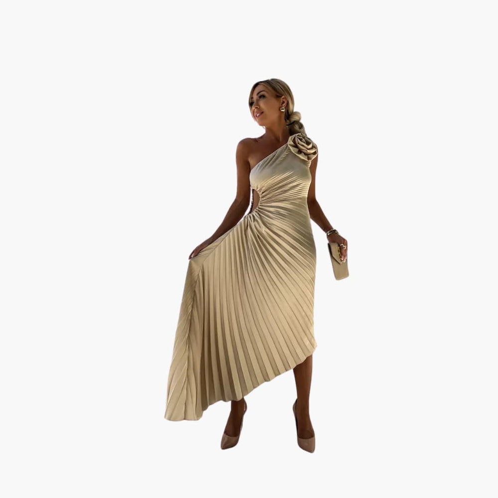 Romantic 3D Floral Midi Dress - Women's Summer Occasionwear
