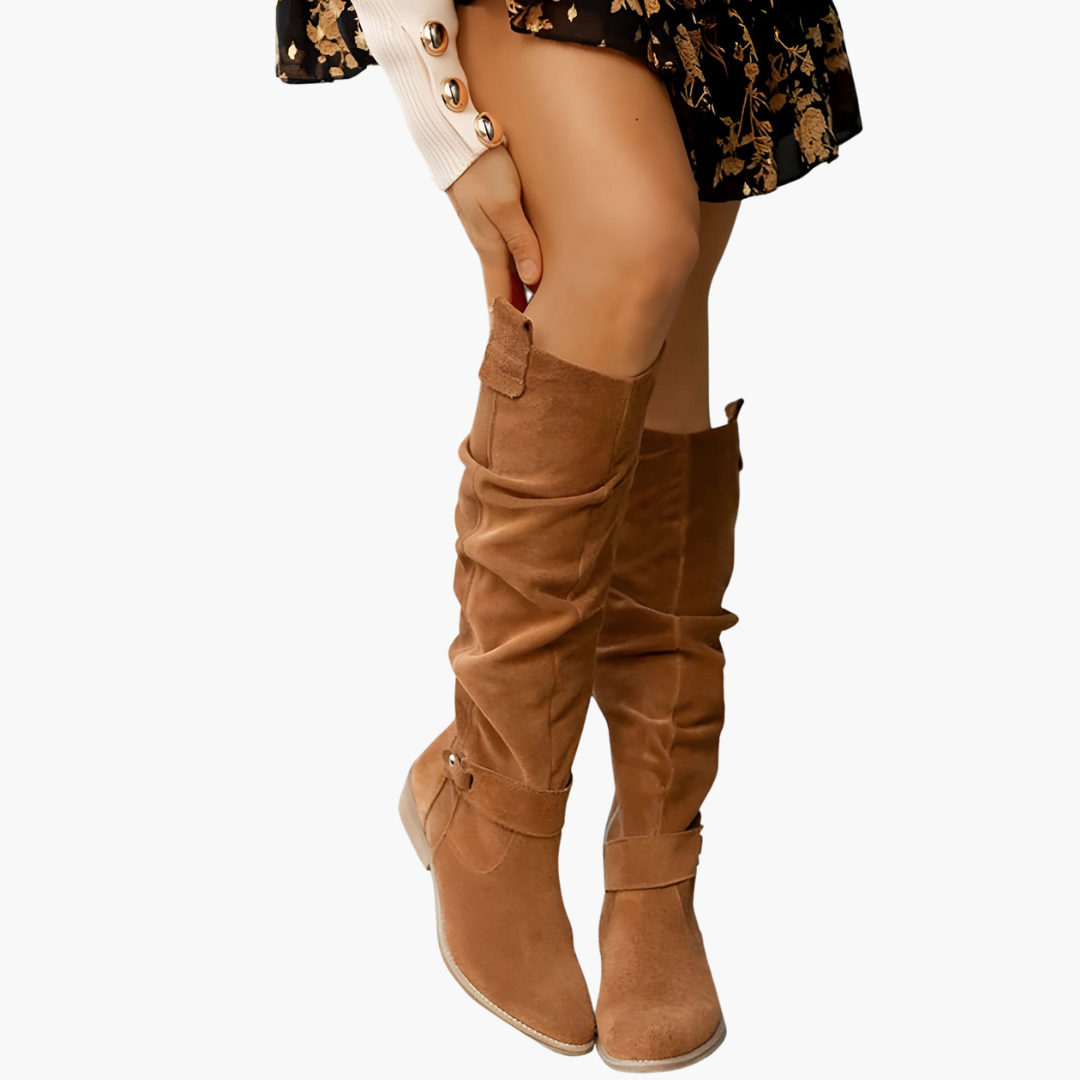 Knee-High Boots - Women's Heeled Wide Calf Fit Design