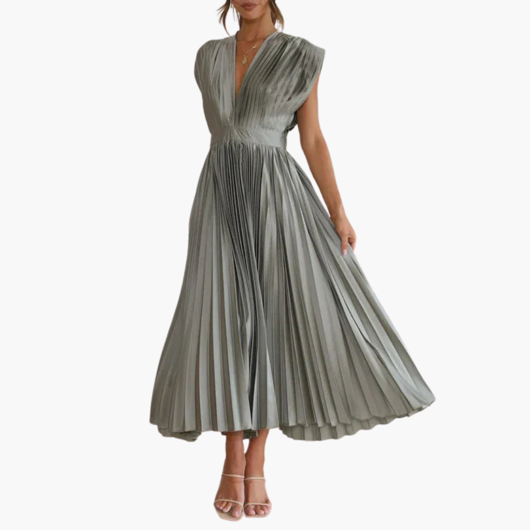 Elegant Women's Dress - Floral Puff Sleeve Midi Dress