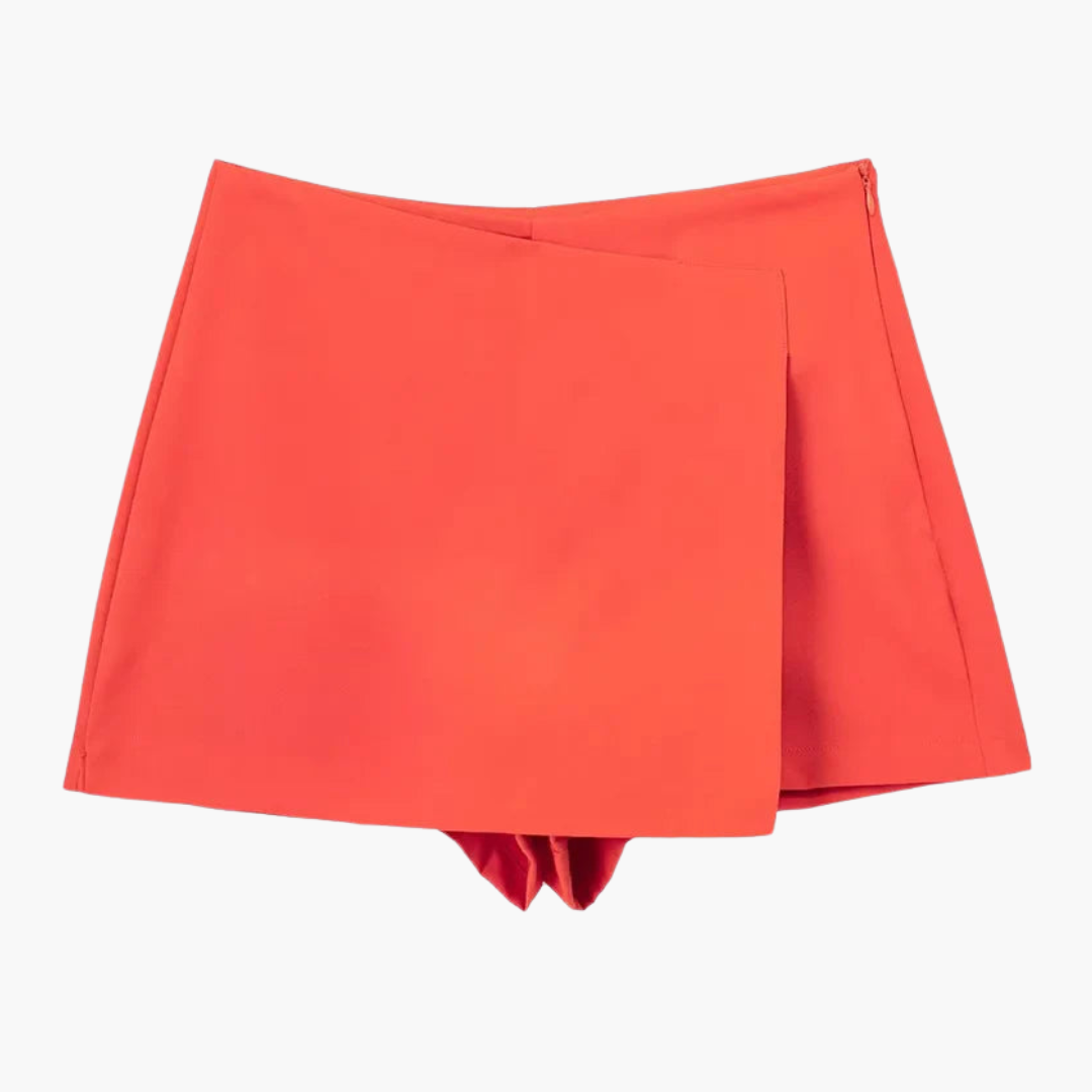 Women's summer skort with pleats and built-in shorts