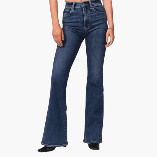 High Waisted Stretch Flared Jeans for Women - Bootcut Fit