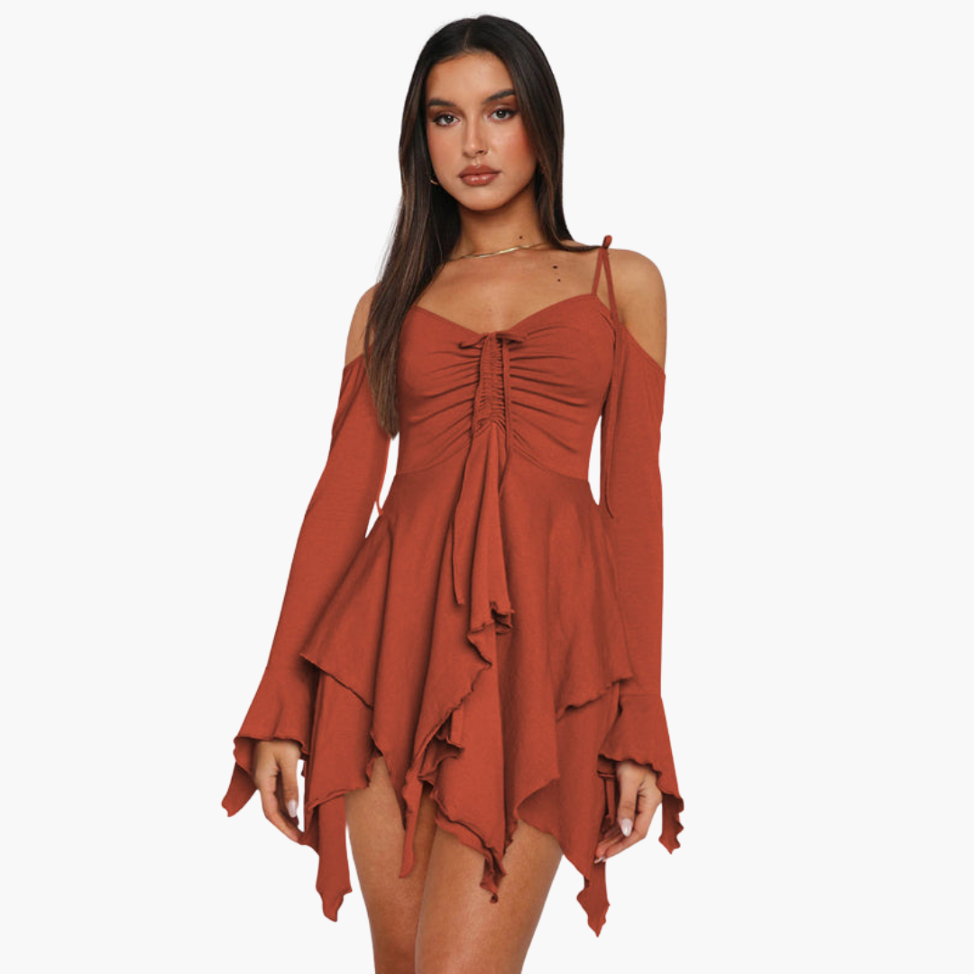 Off-Shoulder Layered Mini Dress - for Women Summer Chic