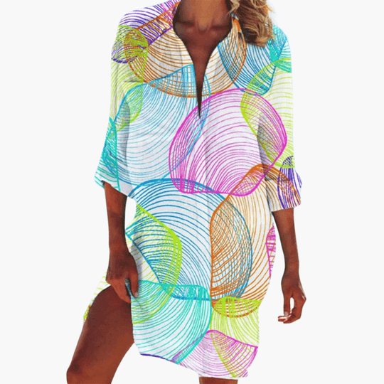 Floral Shirt Dress - Casual A-Line Button-Down for Women