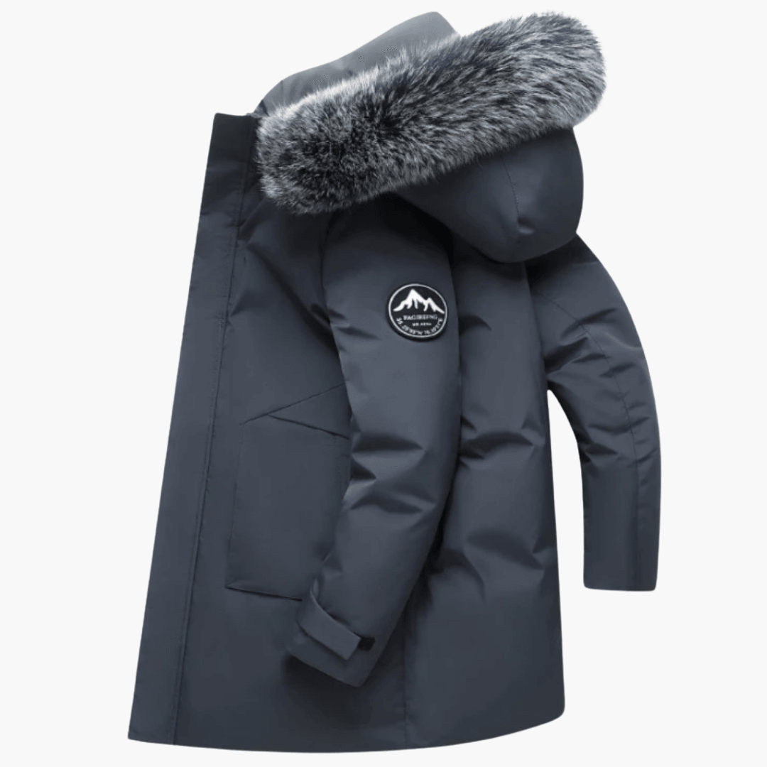 Down Parka Coat with Fur Hood - Warm Winter Jacket for Men