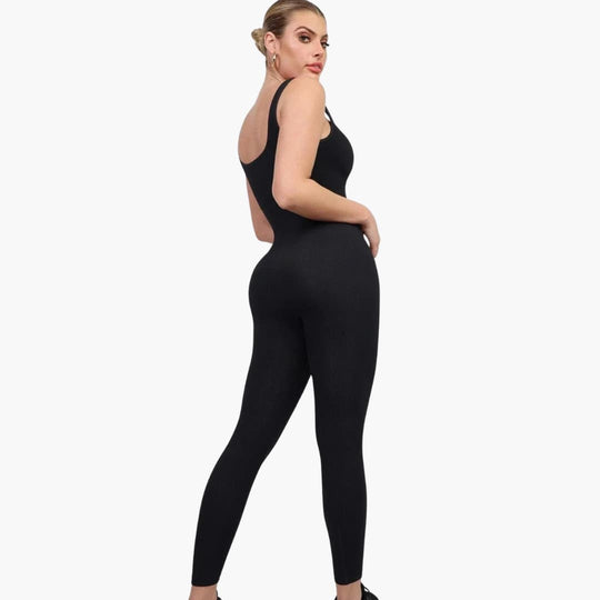 Women's full-length sleeveless jumpsuit with compression support