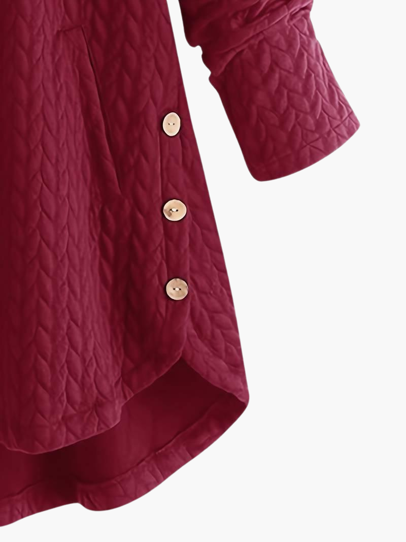 Elegant Hooded Winter Coat for Women - Long & Button-Up
