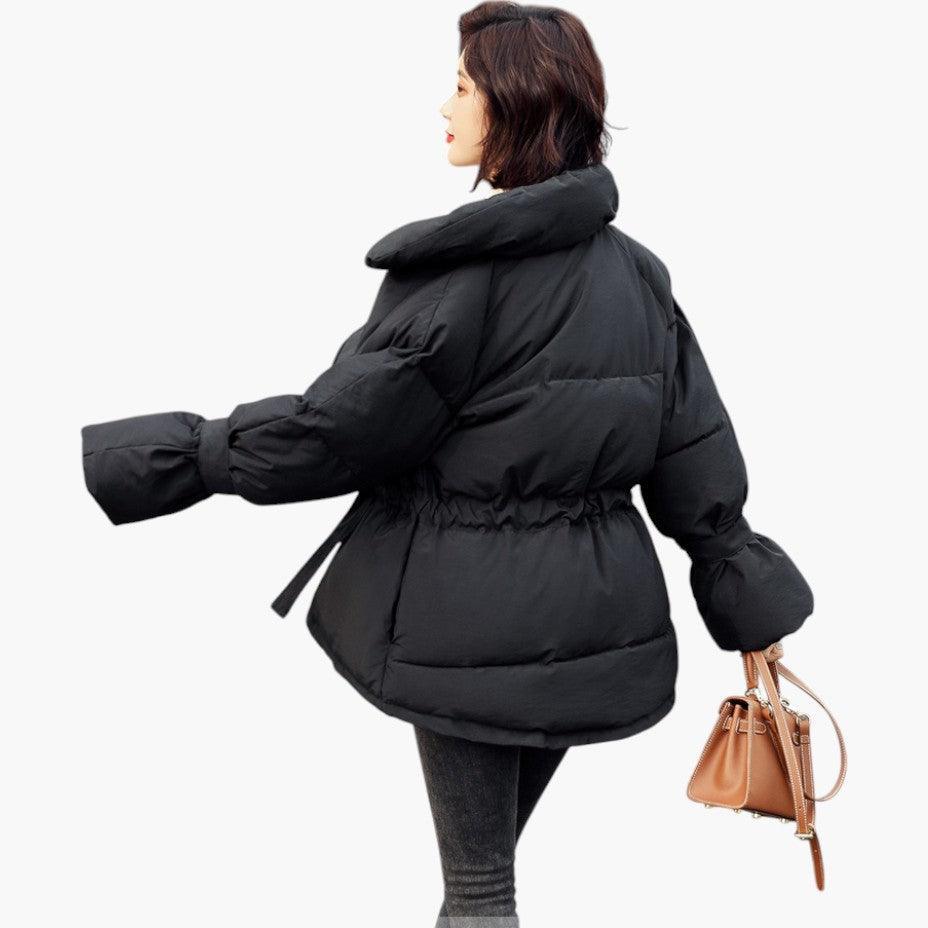 Belted Puffer Jacket with Hood – Women's Winter Quilted Coat - IsabellaMae