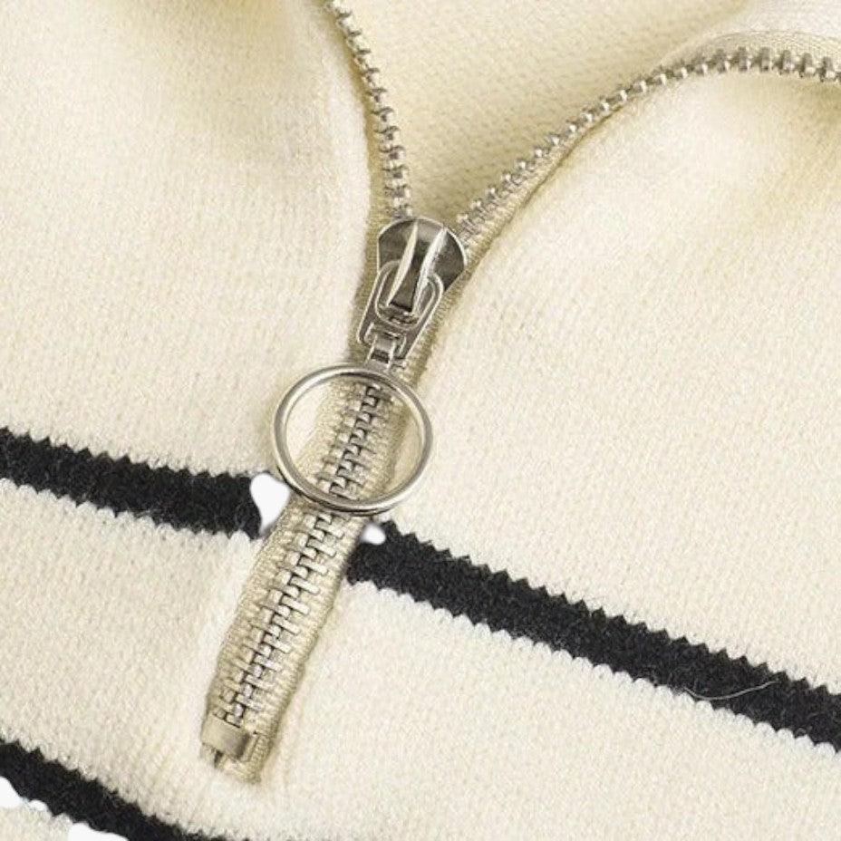 Striped Knit Jumper for Women - Soft Cotton Crew Neck Style