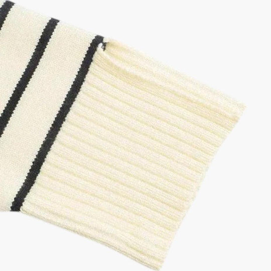 Striped Knit Jumper for Women - Soft Cotton Crew Neck Style