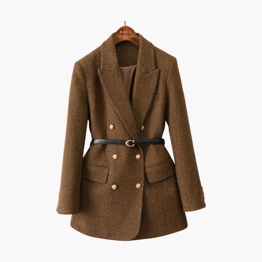 Belted Wool Blazer – Women's Tailored Smart Casual Jacket - IsabellaMae