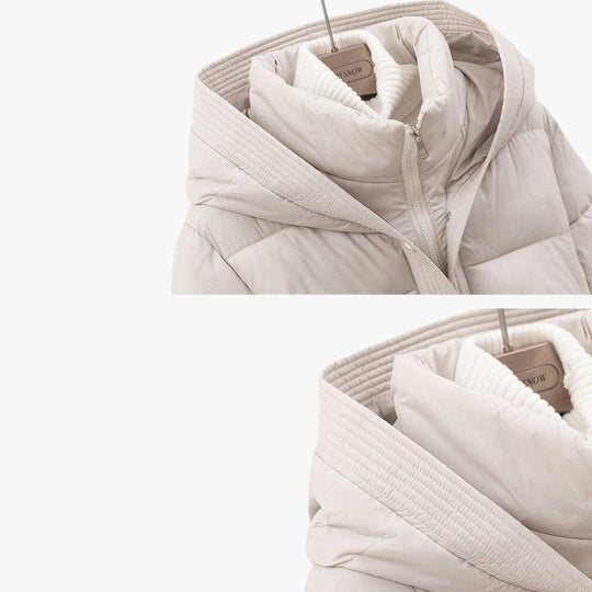 Belted Puffer Jacket with Hood – Women's Winter Quilted Coat - IsabellaMae