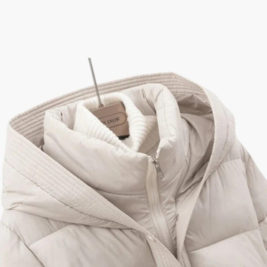 Belted Puffer Jacket with Hood – Women's Winter Quilted Coat - IsabellaMae